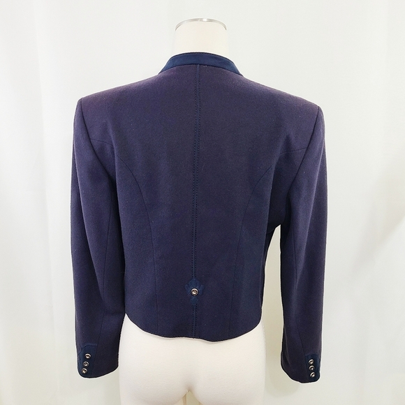 Vintage Austrian wool blazer jacket navy blue double breasted military size 38 - Picture 2 of 10